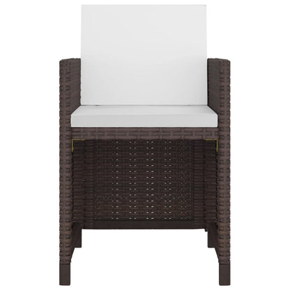 5 Piece Outdoor Dining Set with Cushions Poly Rattan Brown - 109×109×74cm