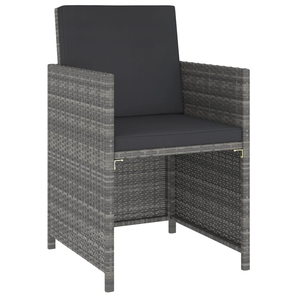 6 Piece Outdoor Dining Set with Cushions Poly Rattan Grey