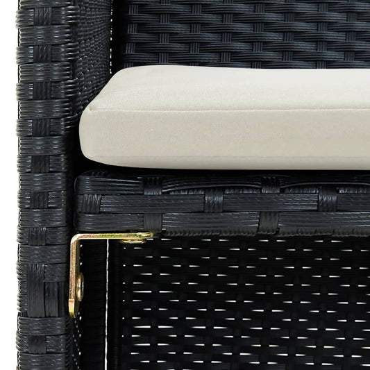 2 Seater Garden Sofa with Cushions Black Poly Rattan - 100×56×85cm