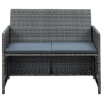 2 Seater Garden Sofa with Cushions Grey Poly Rattan