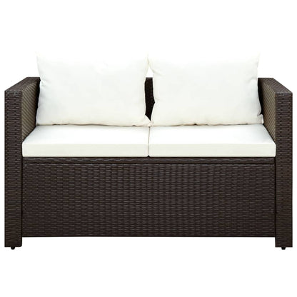 3 Piece Bistro Set Poly with Cushions Rattan Brown