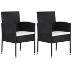 Garden Chair 2 pcs Poly Rattan Black