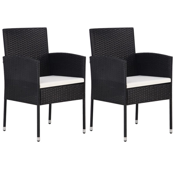  Garden Chair 2 pcs Poly Rattan Black