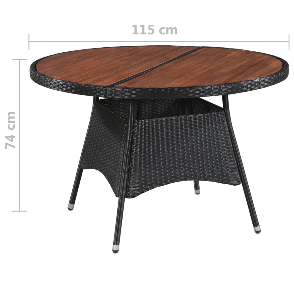 Garden Table Poly Rattan and  Solid Acacia Wood
