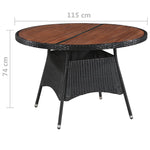 Garden Table Poly Rattan and  Solid Acacia Wood