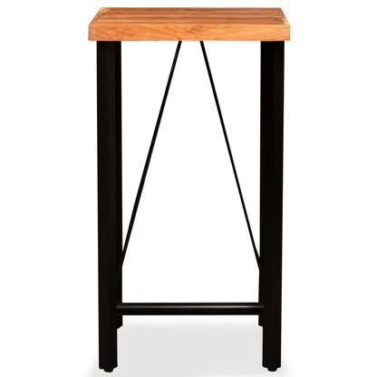 3 Piece Bar Set Solid Acacia Wood and Genuine Leather