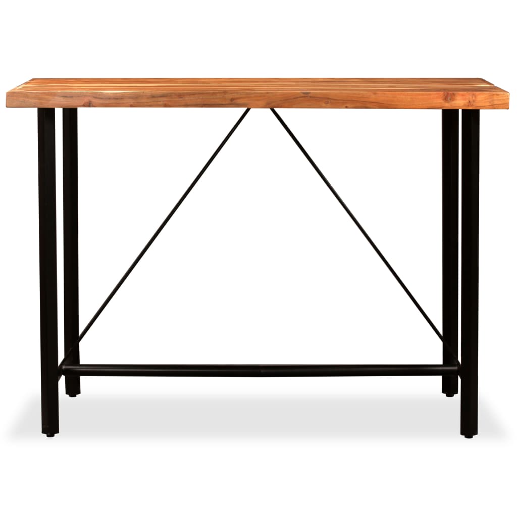 7 Piece Bar Set Solid Acacia Wood, Genuine Leather & Canvas