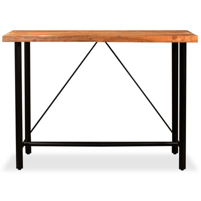 7 Piece Bar Set Solid Acacia Wood, Genuine Leather & Canvas
