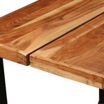 7 Piece Bar Set Solid Acacia Wood, Genuine Leather & Canvas
