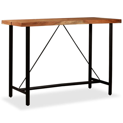 7 Piece Bar Set Solid Acacia Wood, Genuine Leather & Canvas