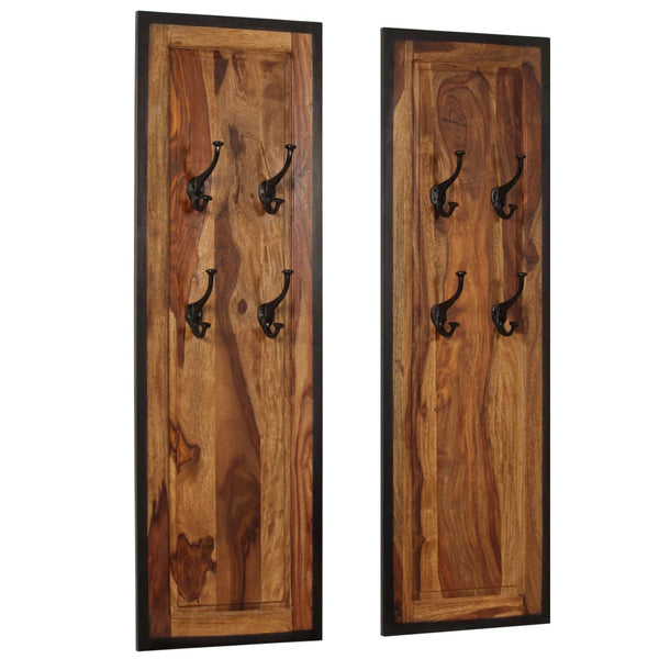  Coat Racks 2 pcs Solid Sheesham Wood