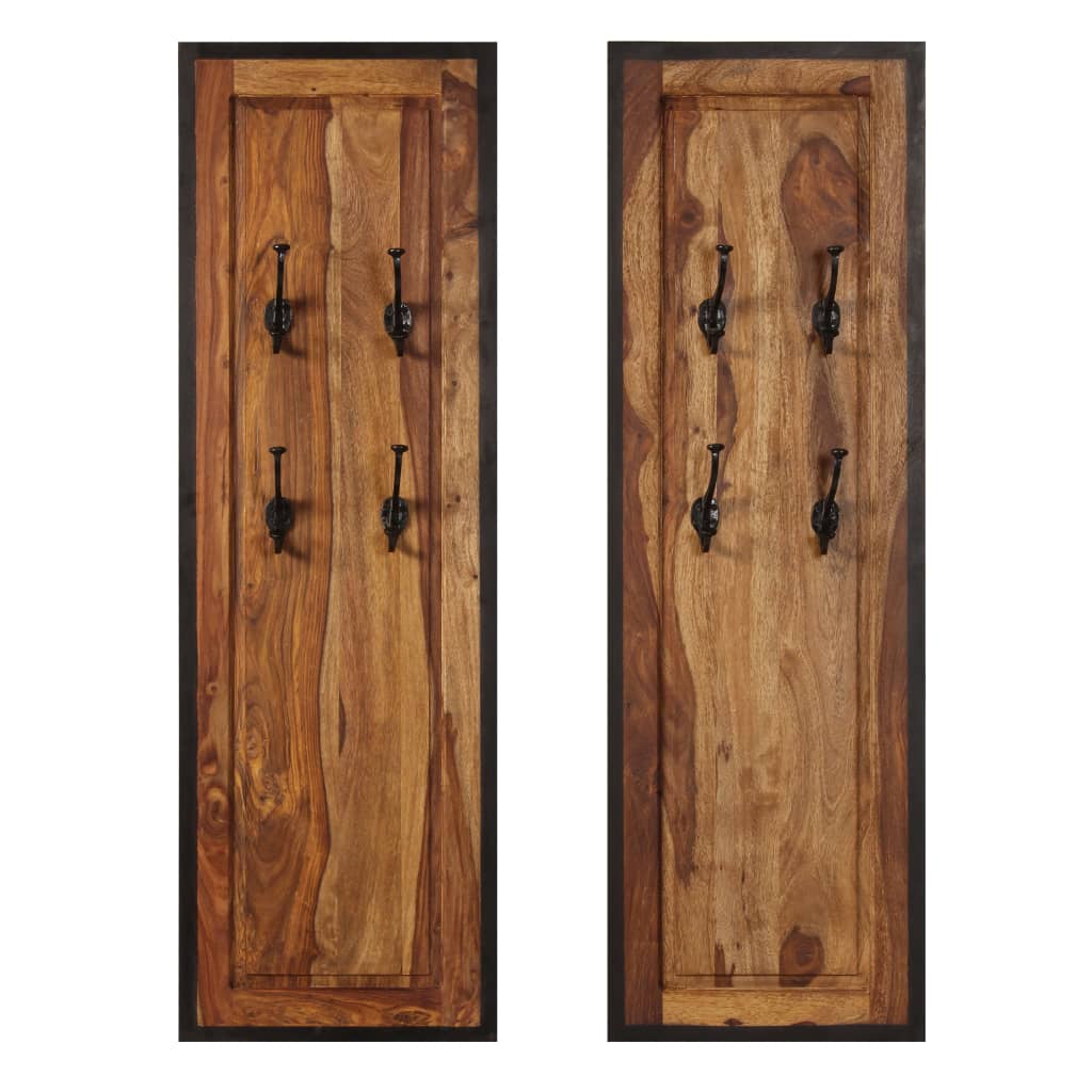 Coat Racks 2 pcs Solid Sheesham Wood