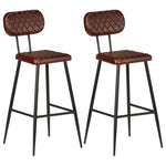 Bar Chairs 2 pcs Brown Real Leather