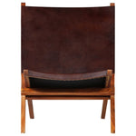 Folding Relaing Chair Brown Real Leather