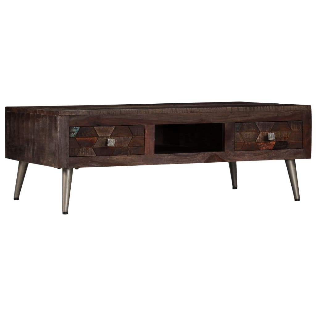 Coffee Table 2 Drawers Solid Reclaimed Wood