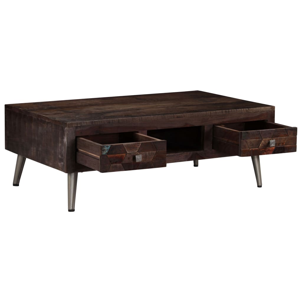 Coffee Table 2 Drawers Solid Reclaimed Wood