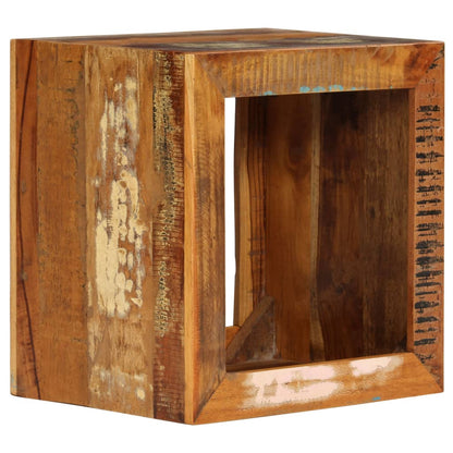 Stool 40x30x40cm Solid Reclaimed Wood Rustic Wooden Seat Living Room
