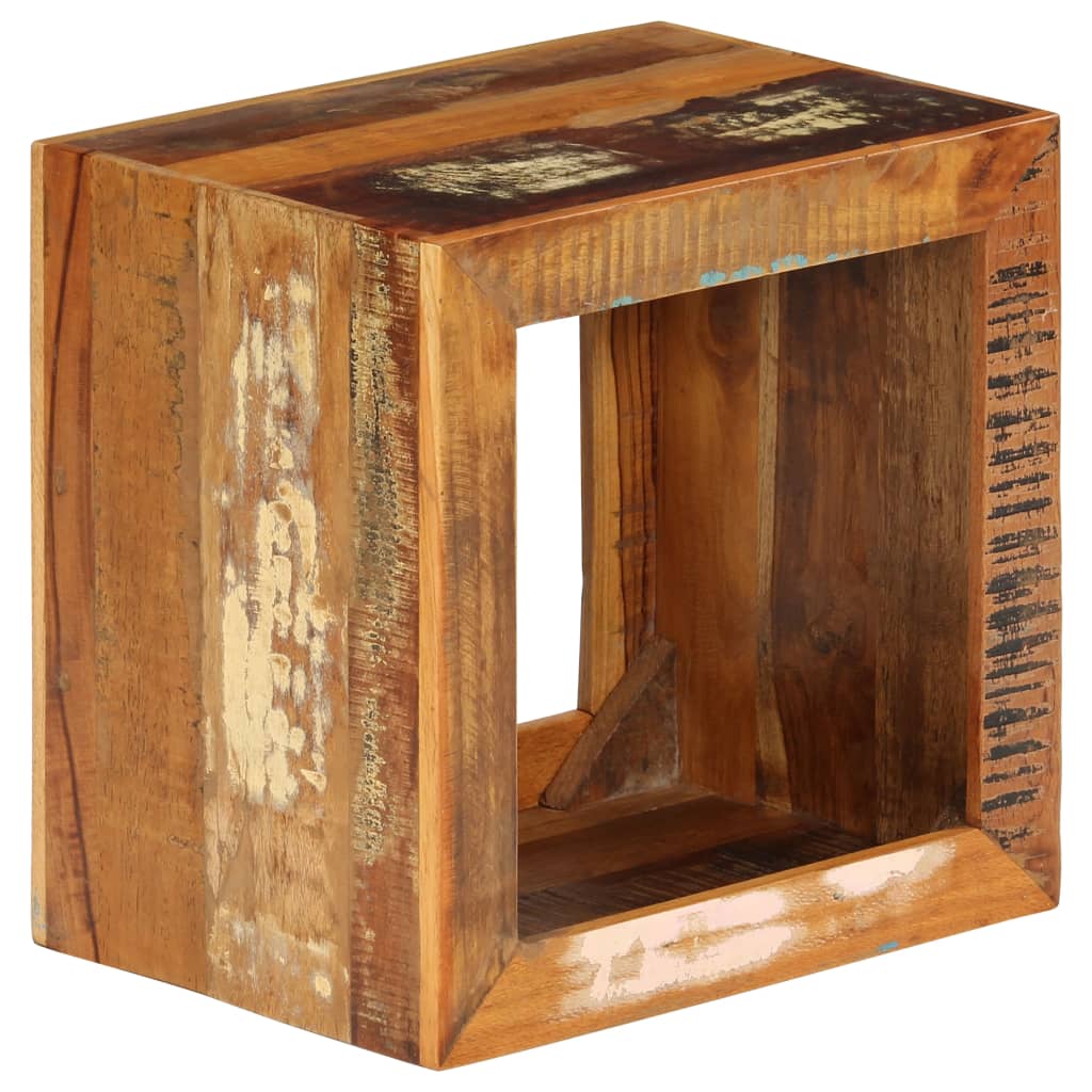 Stool 40x30x40cm Solid Reclaimed Wood Rustic Wooden Seat Living Room