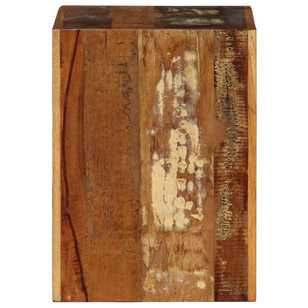 Stool 40x30x40cm Solid Reclaimed Wood Rustic Wooden Seat Living Room