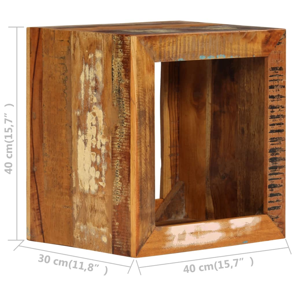 Stool 40x30x40cm Solid Reclaimed Wood Rustic Wooden Seat Living Room