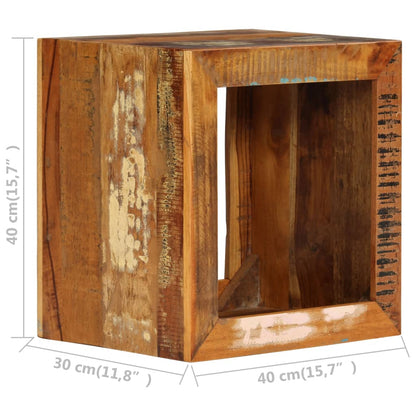 Stool 40x30x40cm Solid Reclaimed Wood Rustic Wooden Seat Living Room