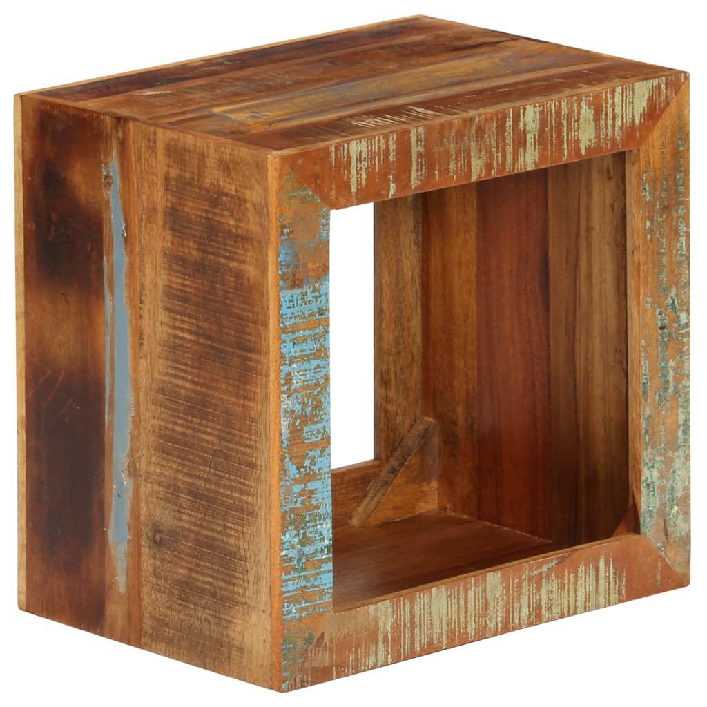 Stool 40x30x40cm Solid Reclaimed Wood Rustic Wooden Seat Living Room