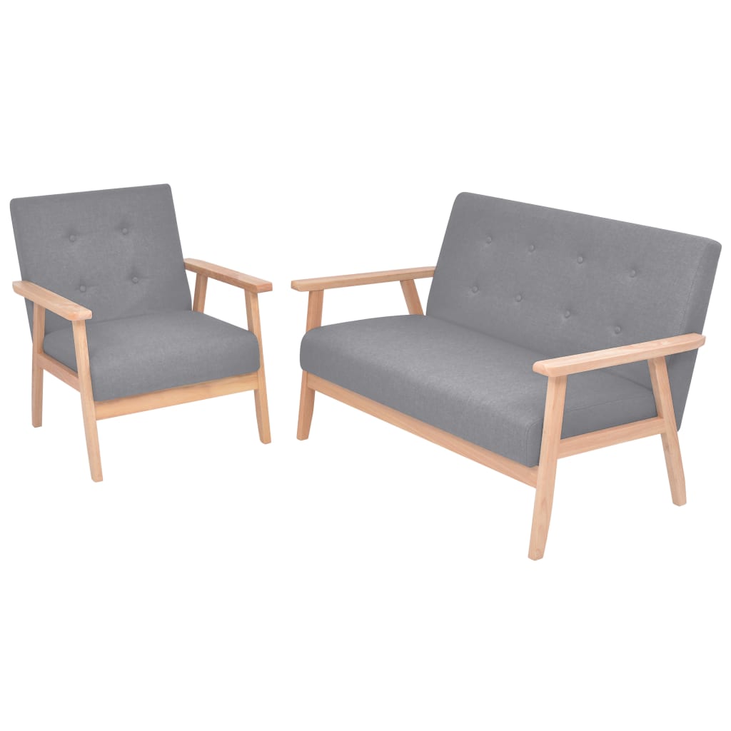 Sofa Set 2 Pieces Fabric Light Grey - 64.5×67×73.5cm