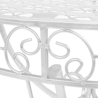 Side Table Vintage Style Half Round Metal Silver