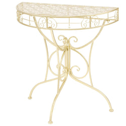 Side Table Vintage Style Half Round Metal Gold