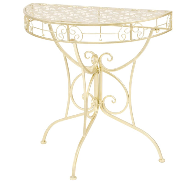  Side Table Vintage Style Half Round Metal Gold
