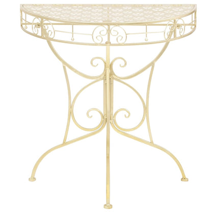 Side Table Vintage Style Half Round Metal Gold