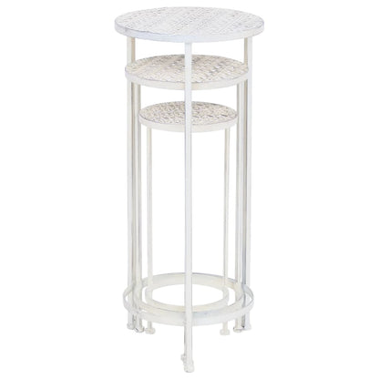 Plant Stand Set 3 Pieces Vintage Style Metal Antique White