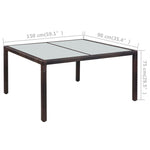 Garden Table Brown Poly Rattan and Glass