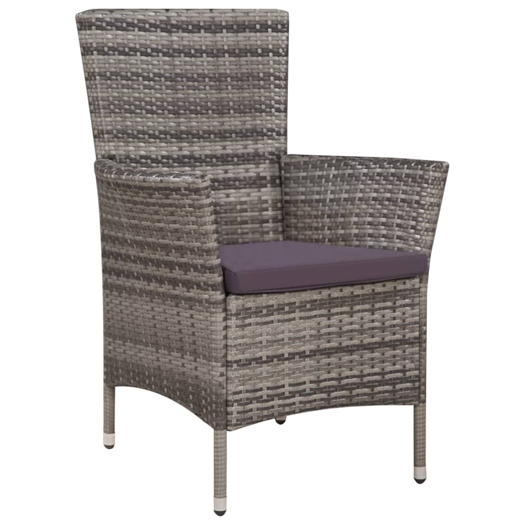 9 Piece Outdoor Dining Set with Cushions Poly Rattan Grey - 58×61×88cm