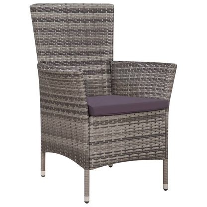 9 Piece Outdoor Dining Set with Cushions Poly Rattan Grey - 58×61×88cm