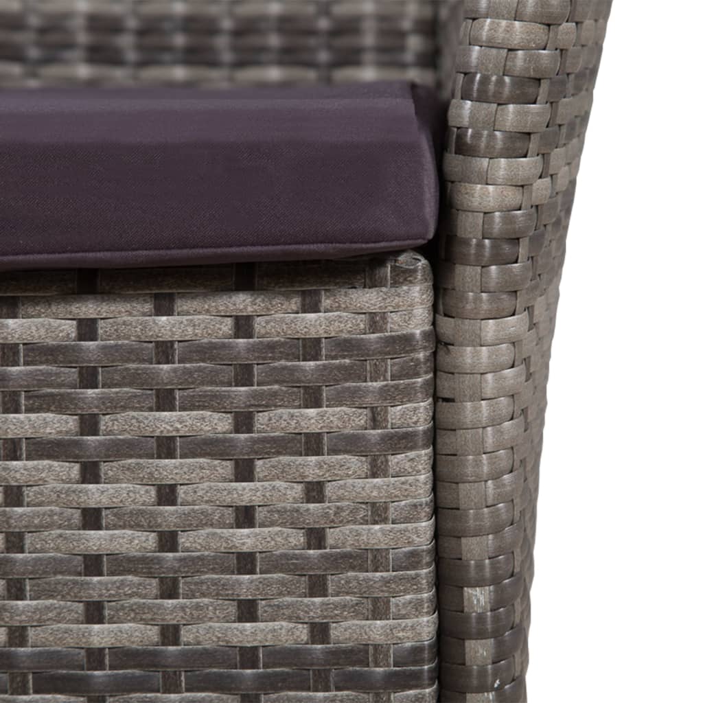 9 Piece Outdoor Dining Set with Cushions Poly Rattan Grey - 58×61×88cm