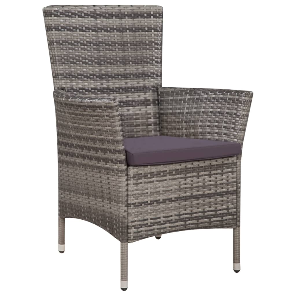 5 Piece Outdoor Dining Set with Cushions Poly Rattan Grey - 58×61×88cm