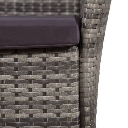 5 Piece Outdoor Dining Set with Cushions Poly Rattan Grey - 58×61×88cm