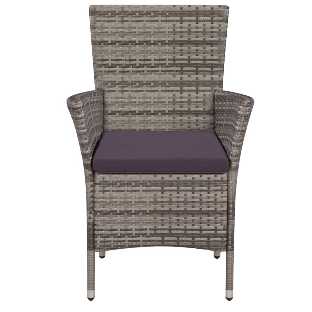 Garden Chairs 2 pcs with Cushions Poly Rattan Grey - 58×61×88cm