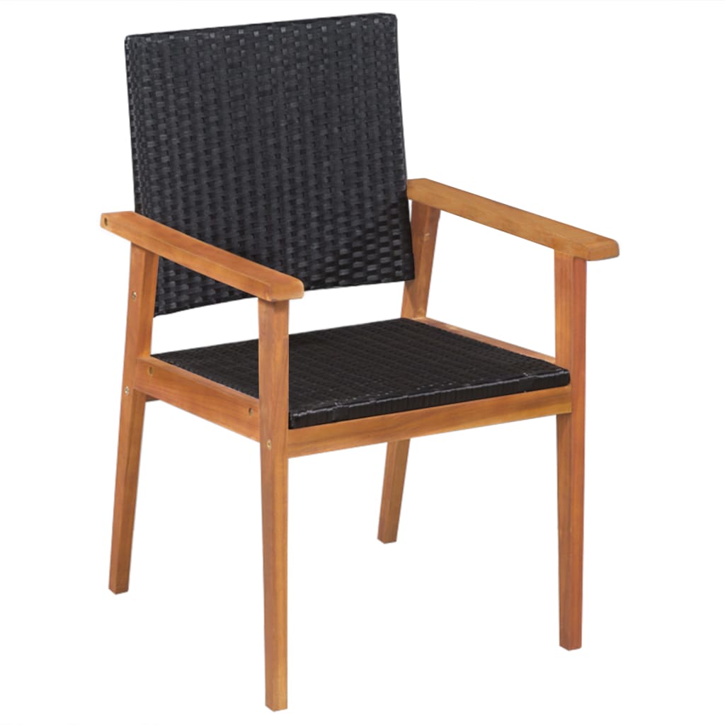 9 Piece Outdoor Dining Set Poly Rattan Black and Brown - 180×90×74cm