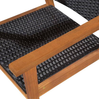 9 Piece Outdoor Dining Set Poly Rattan Black and Brown - 180×90×74cm