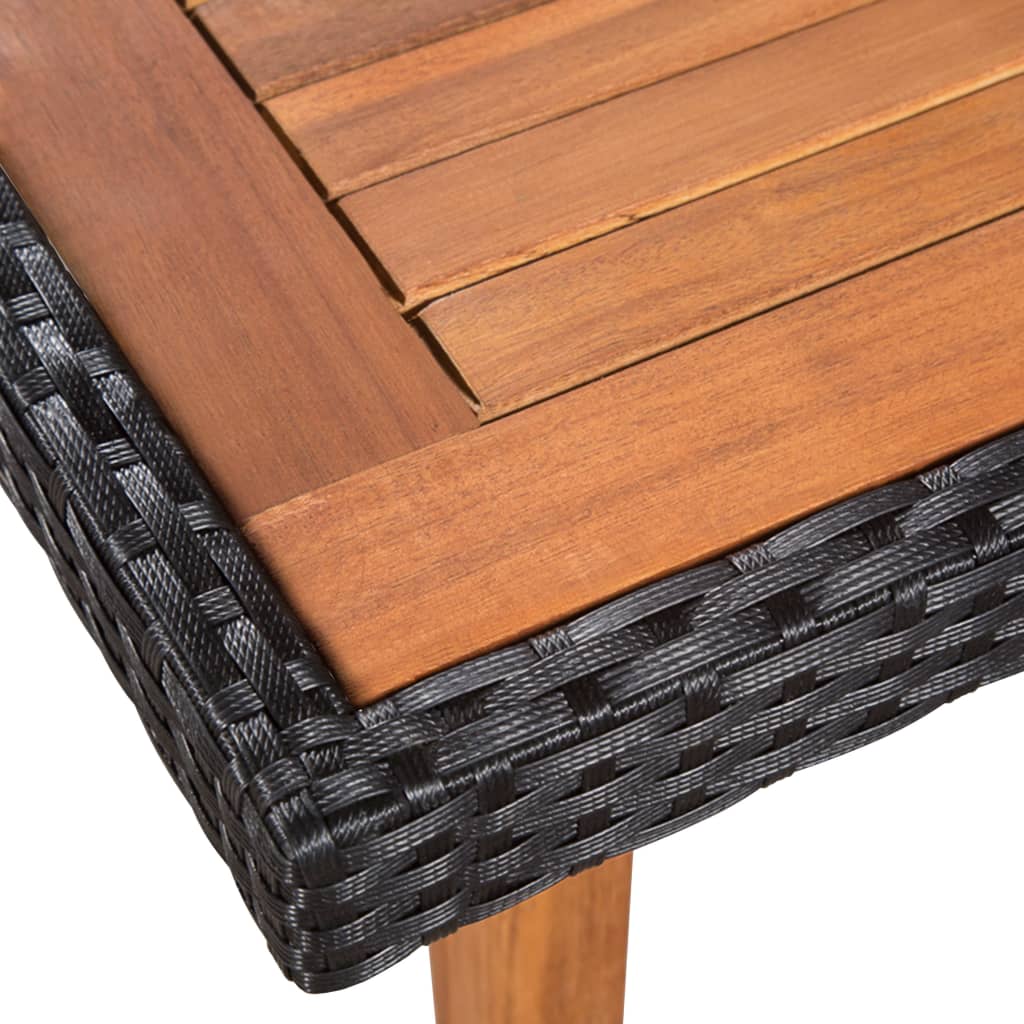 9 Piece Outdoor Dining Set Poly Rattan Black and Brown - 180×90×74cm