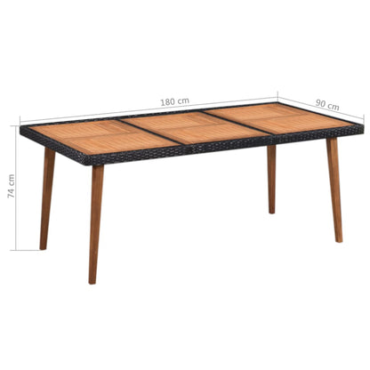 9 Piece Outdoor Dining Set Poly Rattan Black and Brown - 180×90×74cm