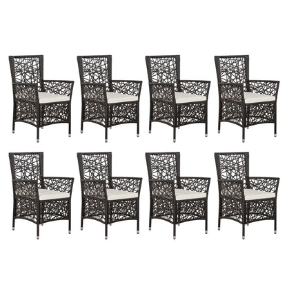 9 Piece Outdoor Dining Set Poly Rattan Brown