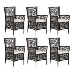 7 Piece Outdoor Dining Set Poly Rattan Brown