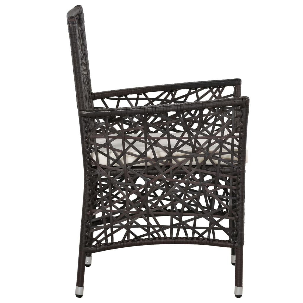 Outdoor Chairs 2 pcs with Cushions Poly Rattan Brown
