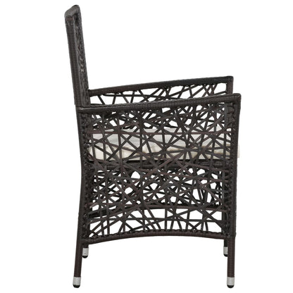 Outdoor Chairs 2 pcs with Cushions Poly Rattan Brown