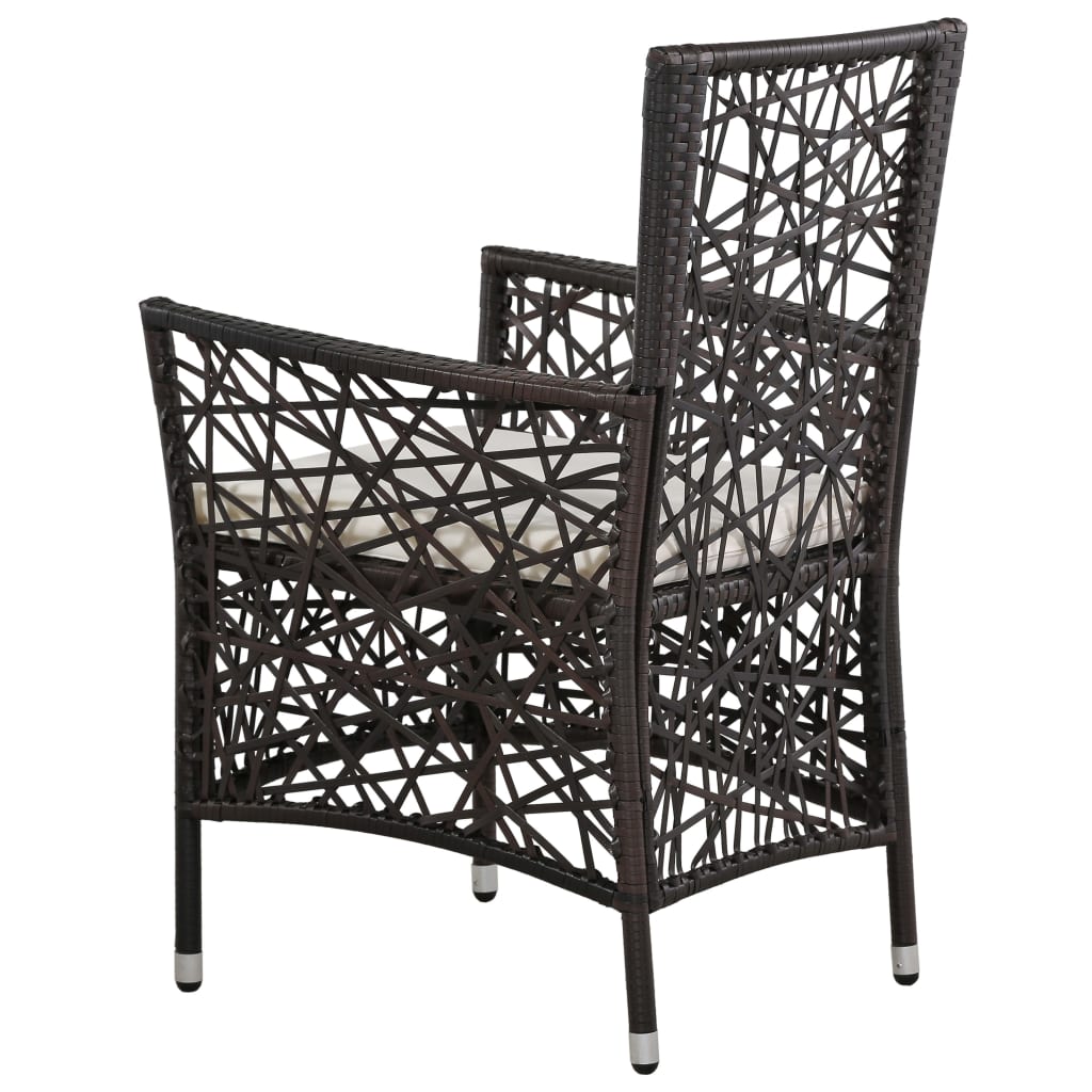 Outdoor Chairs 2 pcs with Cushions Poly Rattan Brown