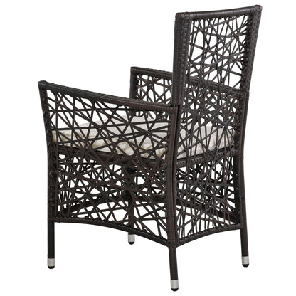 Outdoor Chairs 2 pcs with Cushions Poly Rattan Brown