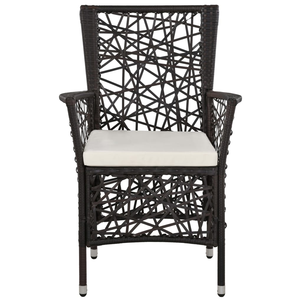 Outdoor Chairs 2 pcs with Cushions Poly Rattan Brown